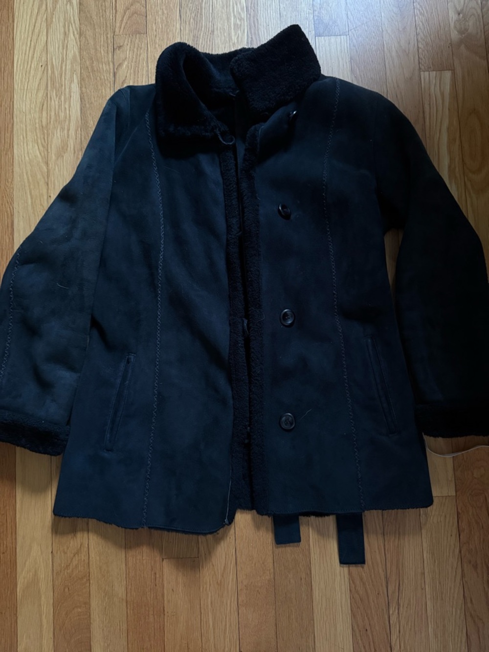Carolina Herrera Black Shearling Coat - Classic Winter Jacket
